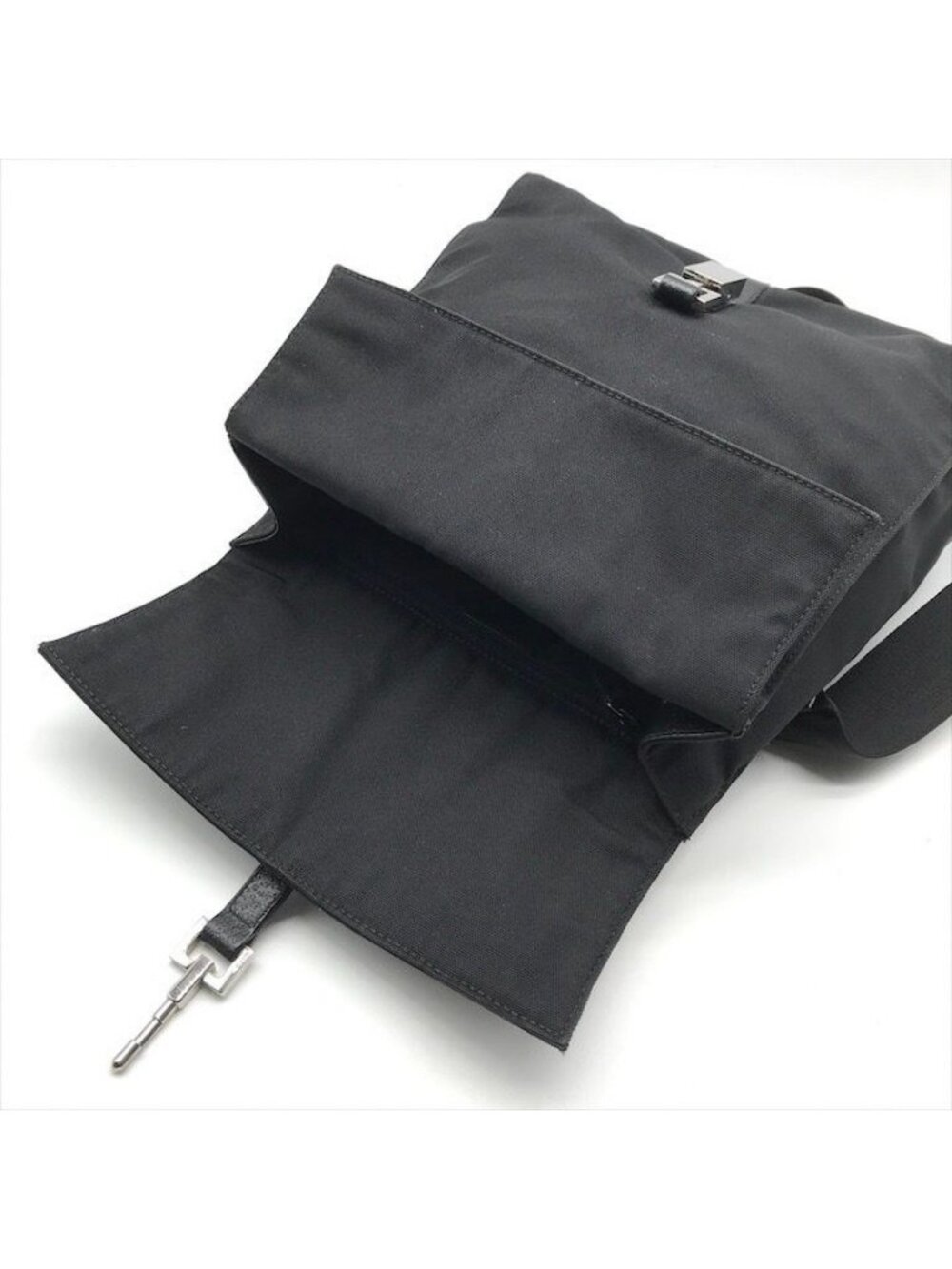 Gucci Nylon Canvas Jackie Silver Backpack Black - Picture 7 of 10